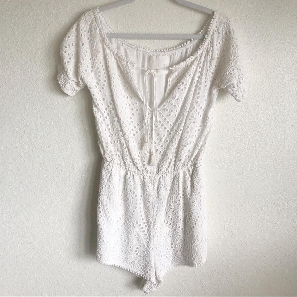 JETSET DIARIES TJD White Cotton Lace Short Romper